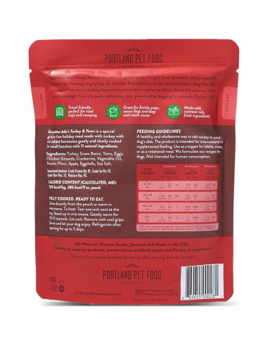 Comida Fresca para Perros Portland Pet Food 5 Paquetes 255g Pavo