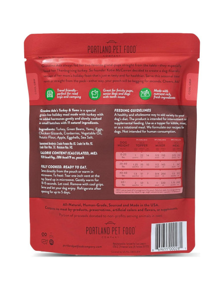 Comida Fresca para Perros Portland Pet Food 5 Paquetes 255g Pavo