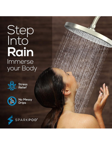 Cabezal de Ducha de Lluvia SparkPod 10 Pulgadas Níquel Cepillado