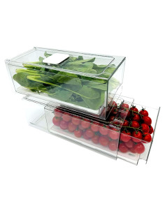 Organizadores de Refrigerador Femoliyes - 2 Cajones Medianos Apilables