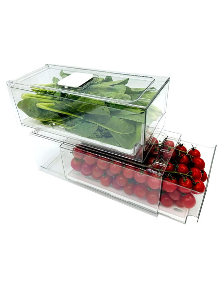 Organizadores de Refrigerador Femoliyes - 2 Cajones Medianos Apilables