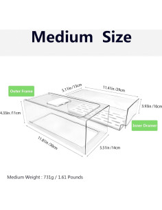 Organizadores de Refrigerador Femoliyes - 2 Cajones Medianos Apilables 2