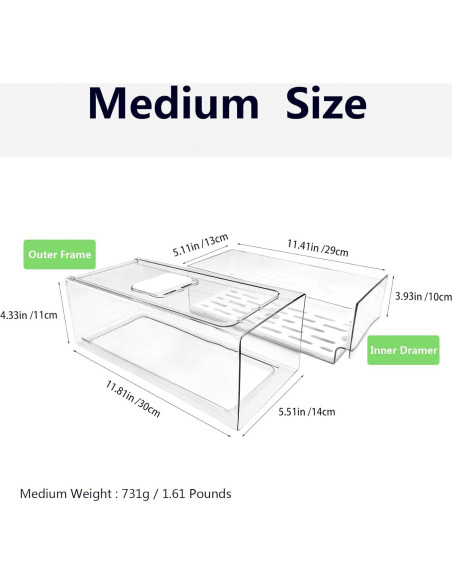 Organizadores de Refrigerador Femoliyes - 2 Cajones Medianos Apilables