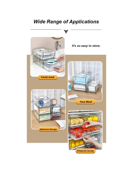 Organizadores de Refrigerador Femoliyes - 2 Cajones Medianos Apilables