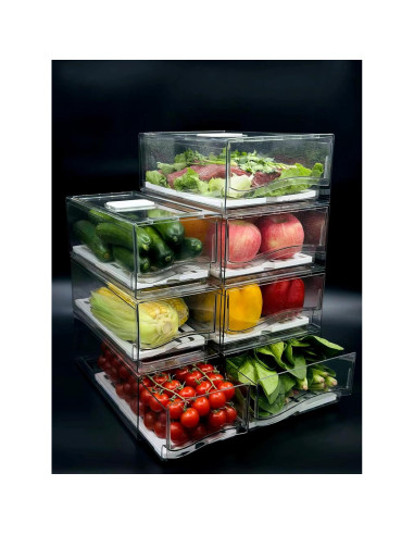 Organizadores de Refrigerador Femoliyes - 2 Cajones Medianos Apilables