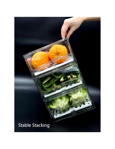 Organizadores de Refrigerador Femoliyes - 2 Cajones Medianos Apilables