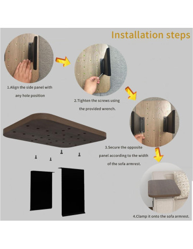 Bandeja para brazo de sofá ajustable JANHOLOHANG 38x27 cm