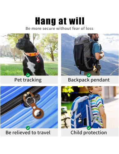 4 Pack Soporte Airtag QYQa para Apple Air Tag - Funda PU Cuero