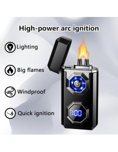 Encendedor Eléctrico TIKIUKI Arco Plasma Recargable Negro 2
