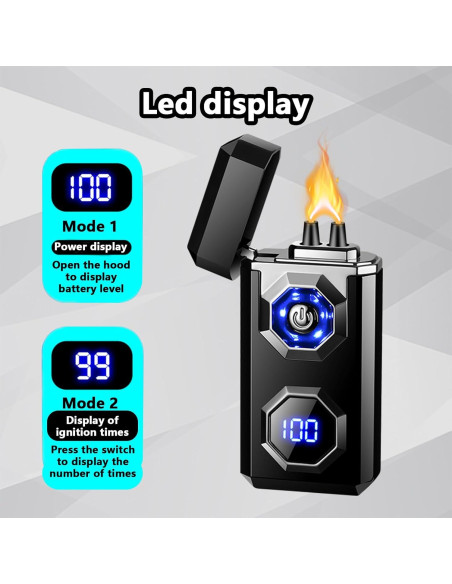 Encendedor Eléctrico TIKIUKI Arco Plasma Recargable Negro