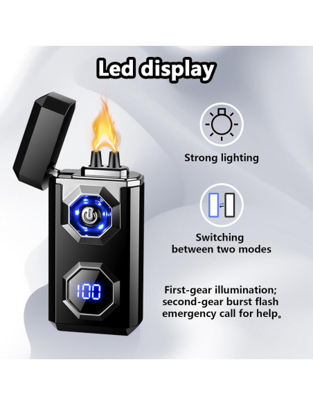 Encendedor Eléctrico TIKIUKI Arco Plasma Recargable Negro