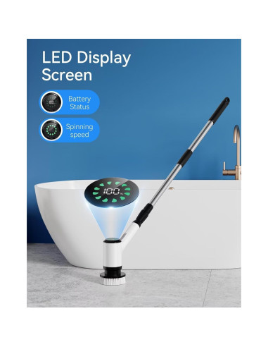 Limpiador Eléctrico de Espín ONEJOY Inalámbrico con Mango Largo