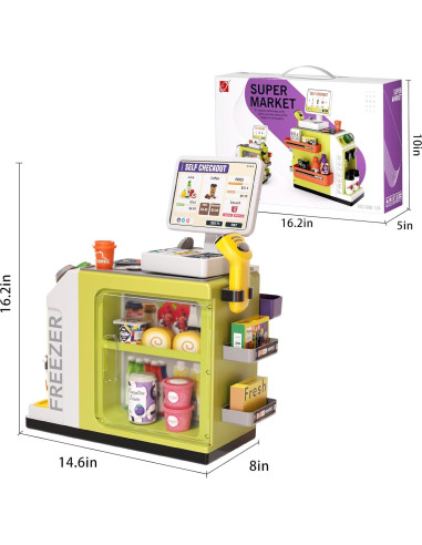 Juego de Caja Registradora de Juguete Jovow 48 Piezas Verde