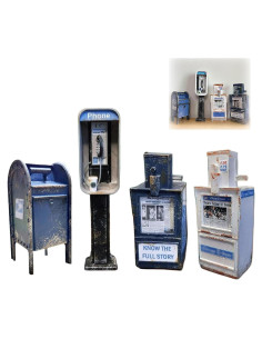 Mini Teléfono Público Vintage OLANKE 1:12 Decoración Casa Muñecas