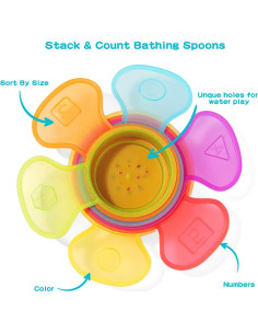 Juguetes de baño AMCHSURI 11 piezas arcoíris para bebés 2