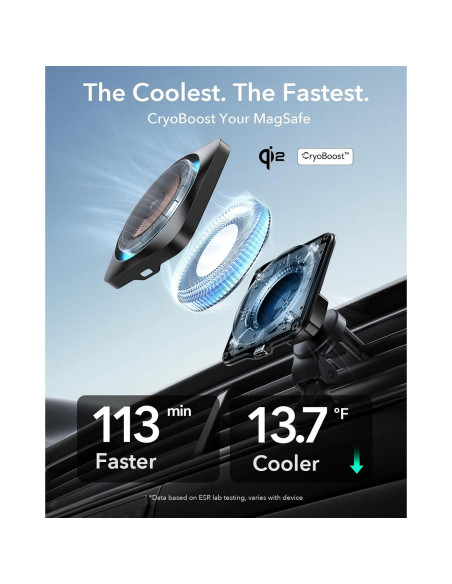Cargador de coche ESR MagSafe 15W con CryoBoost para iPhone y Samsung