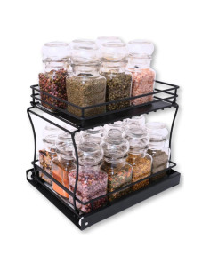 Organizador de Especias Wondersome 2 Niveles Negro Mate