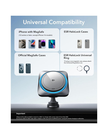 Cargador de coche ESR MagSafe 15W con CryoBoost para iPhone y Samsung