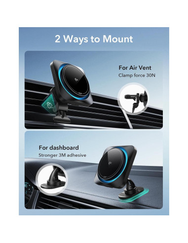 Cargador de coche ESR MagSafe 15W con CryoBoost para iPhone y Samsung