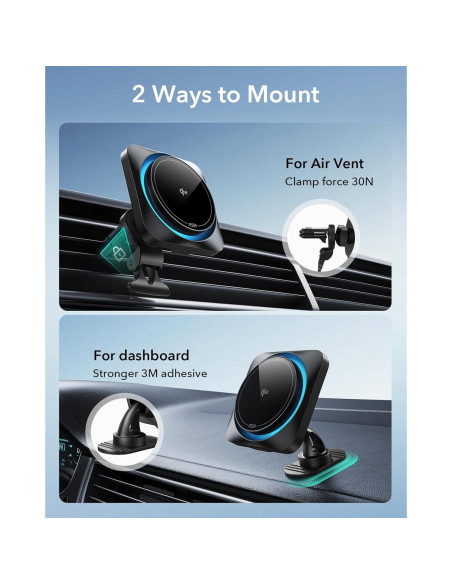 Cargador de coche ESR MagSafe 15W con CryoBoost para iPhone y Samsung