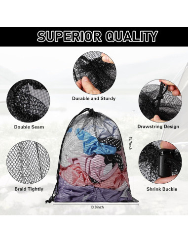 10 Bolsas de Malla con Cierre de Cordón WSBArt - Nylon 33x39cm