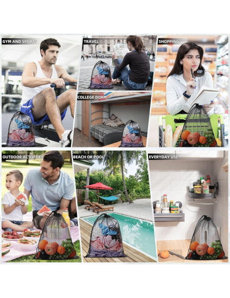 10 Bolsas de Malla con Cierre de Cordón WSBArt - Nylon 33x39cm