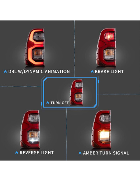 Luces Traseras LED VLAND para Toyota Hilux 2015-2020 Rojo