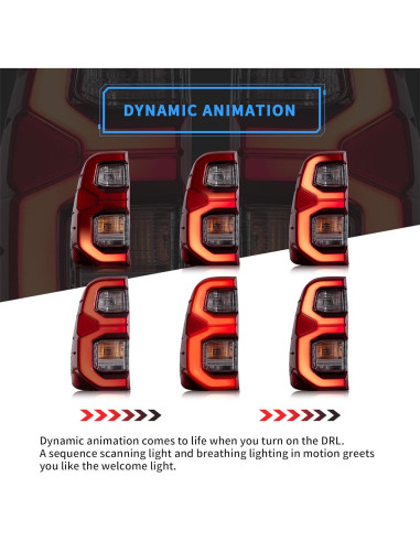Luces Traseras LED VLAND para Toyota Hilux 2015-2020 Rojo
