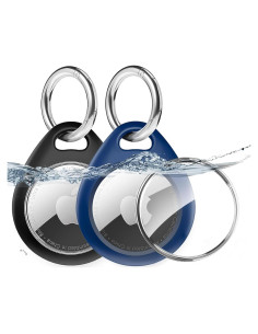 Soporte para AirTag MOLOPPO con llavero clip negro y azul