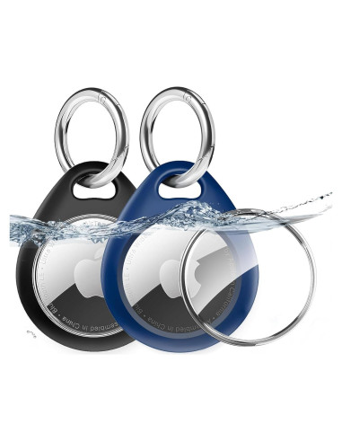 Soporte para AirTag MOLOPPO con llavero clip negro y azul