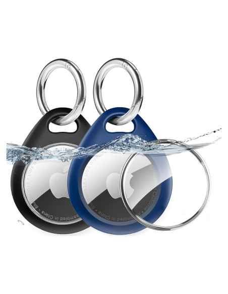 Soporte para AirTag MOLOPPO con llavero clip negro y azul