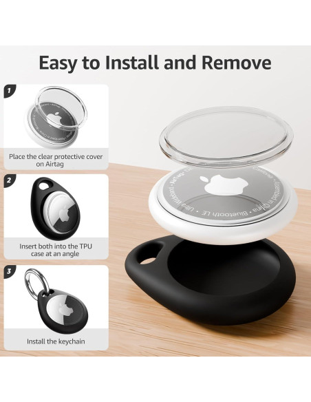 Soporte para AirTag MOLOPPO con llavero clip negro y azul