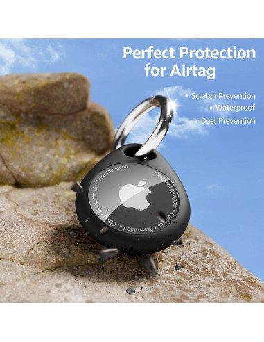 Soporte para AirTag MOLOPPO con llavero clip negro y azul