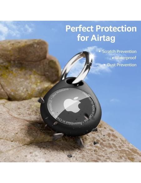 Soporte para AirTag MOLOPPO con llavero clip negro y azul