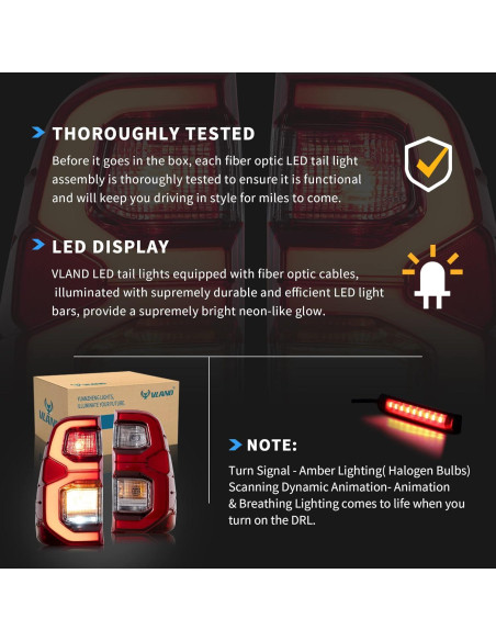 Luces Traseras LED VLAND para Toyota Hilux 2015-2020 Rojo