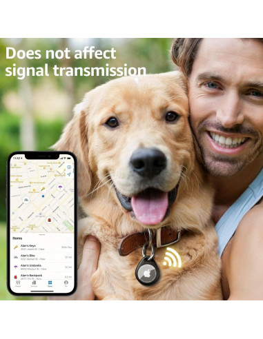 Soporte para AirTag MOLOPPO con llavero clip negro y azul