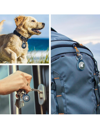 Soporte para AirTag MOLOPPO con llavero clip negro y azul