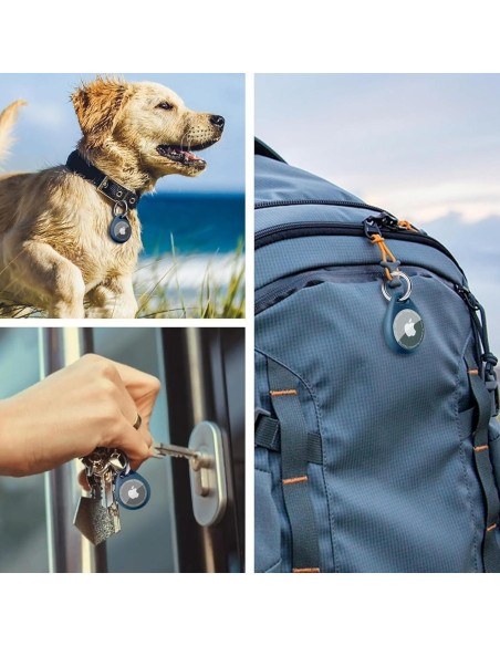 Soporte para AirTag MOLOPPO con llavero clip negro y azul