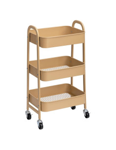 Carro de Maquillaje AGTEK Dorado 3 Niveles con Ruedas Bloqueables