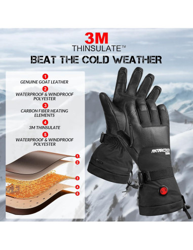 Guantes Calentados Antarctica Gear Unisex con Baterías 3200mAh