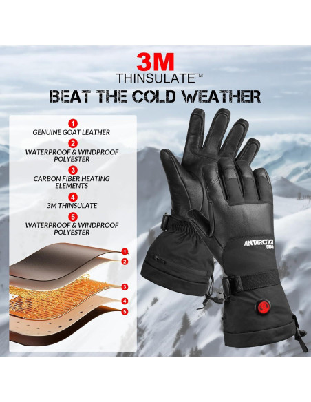 Guantes Calentados Antarctica Gear Unisex con Baterías 3200mAh