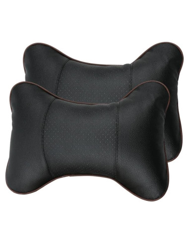 Almohada de Cuello Leeko 2 Piezas Cuero Sintético Negro