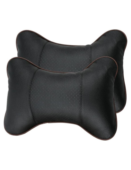 Almohada de Cuello Leeko 2 Piezas Cuero Sintético Negro