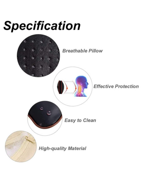 Almohada de Cuello Leeko 2 Piezas Cuero Sintético Negro