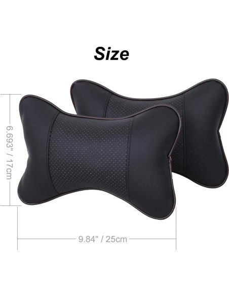 Almohada de Cuello Leeko 2 Piezas Cuero Sintético Negro
