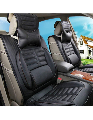 Almohada de Cuello Leeko 2 Piezas Cuero Sintético Negro