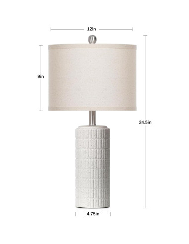 Lámpara de Mesa de Cerámica Cinyirong Blanca 62 cm con Pantalla de Lino