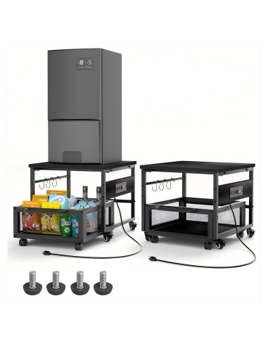 Mesa para Mini Nevera Guliu con Ruedas y Salidas de Energía