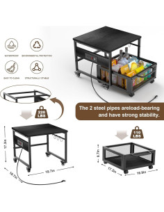 Mesa para Mini Nevera Guliu con Ruedas y Salidas de Energía 2