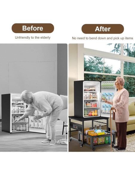 Mesa para Mini Nevera Guliu con Ruedas y Salidas de Energía